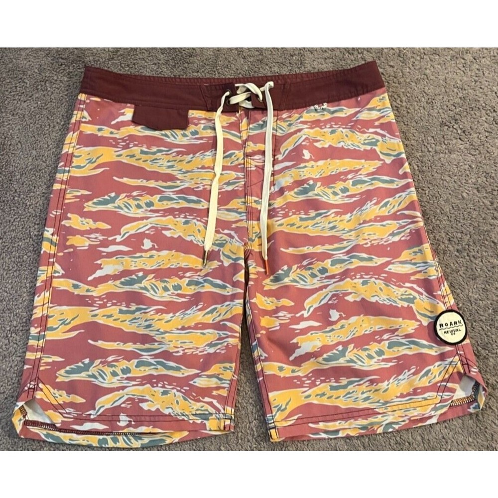 Roark Men's Swim Board Shorts - Rust, Yellow, Teal